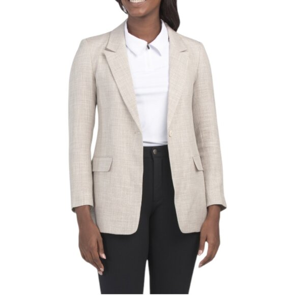 PETER MILLAR Virgin Wool Silk And Linen Blend Single Button Blazer